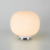 Milton Small Oval Ball Table Lamp in Satin White & Frosted White Shade