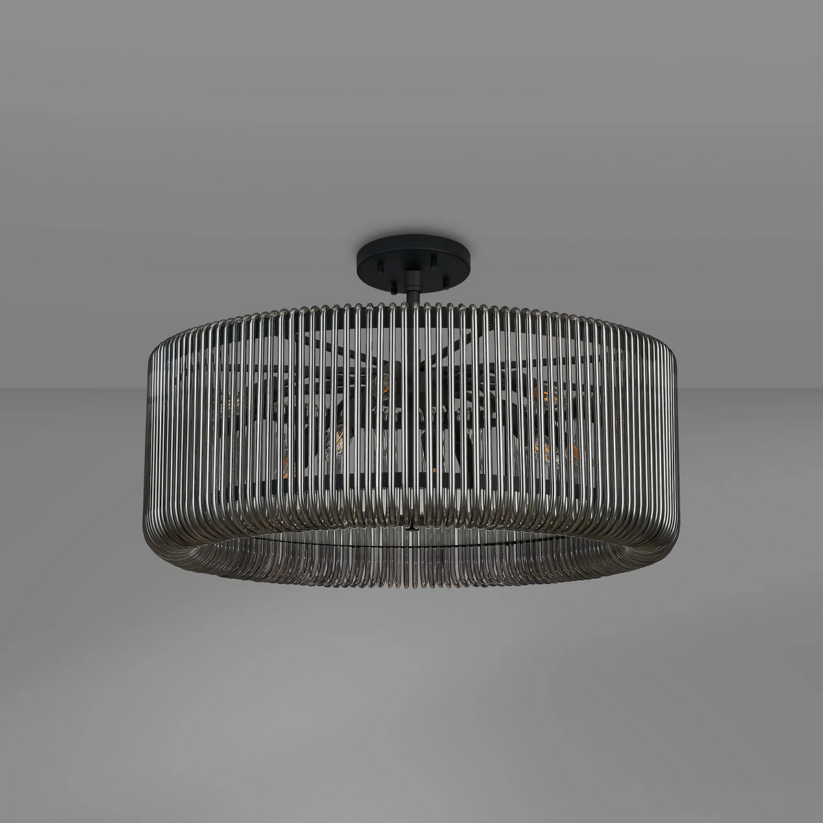 Jevington 780mm Pendant or Semi Flush in Black with Smoked Glass