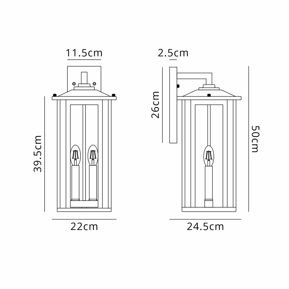 Dersingham IP54 Large Exterior Wall Light in Satin Black with Clear Glass