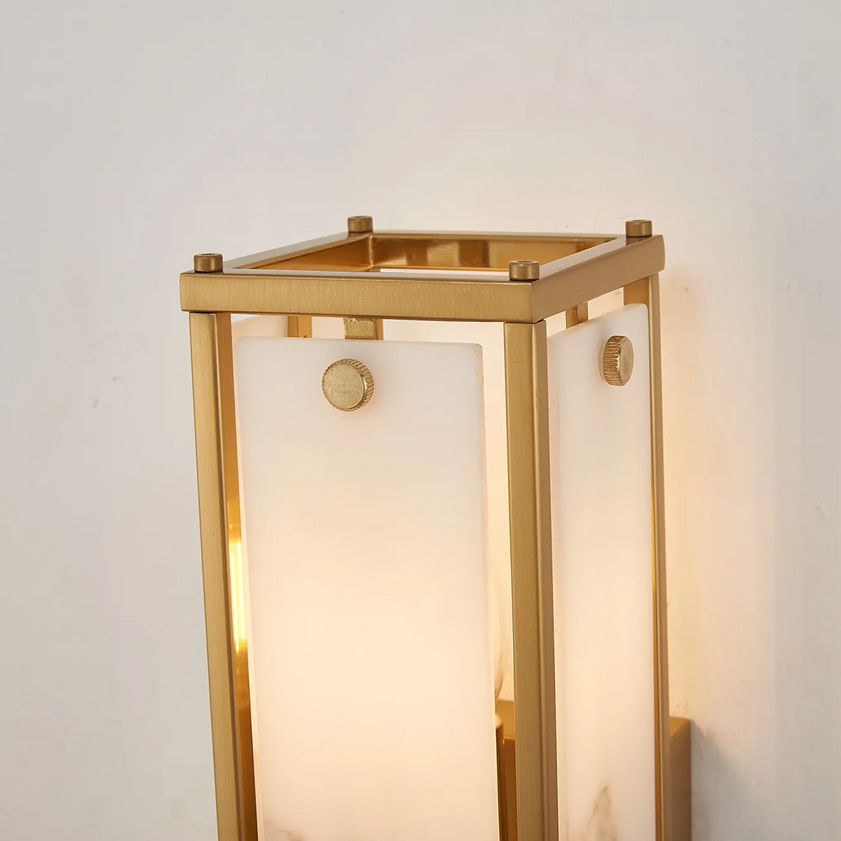 Scarva IP44 400mm Rectangular Wall Light in Brass with Grey Faux Alabaster
