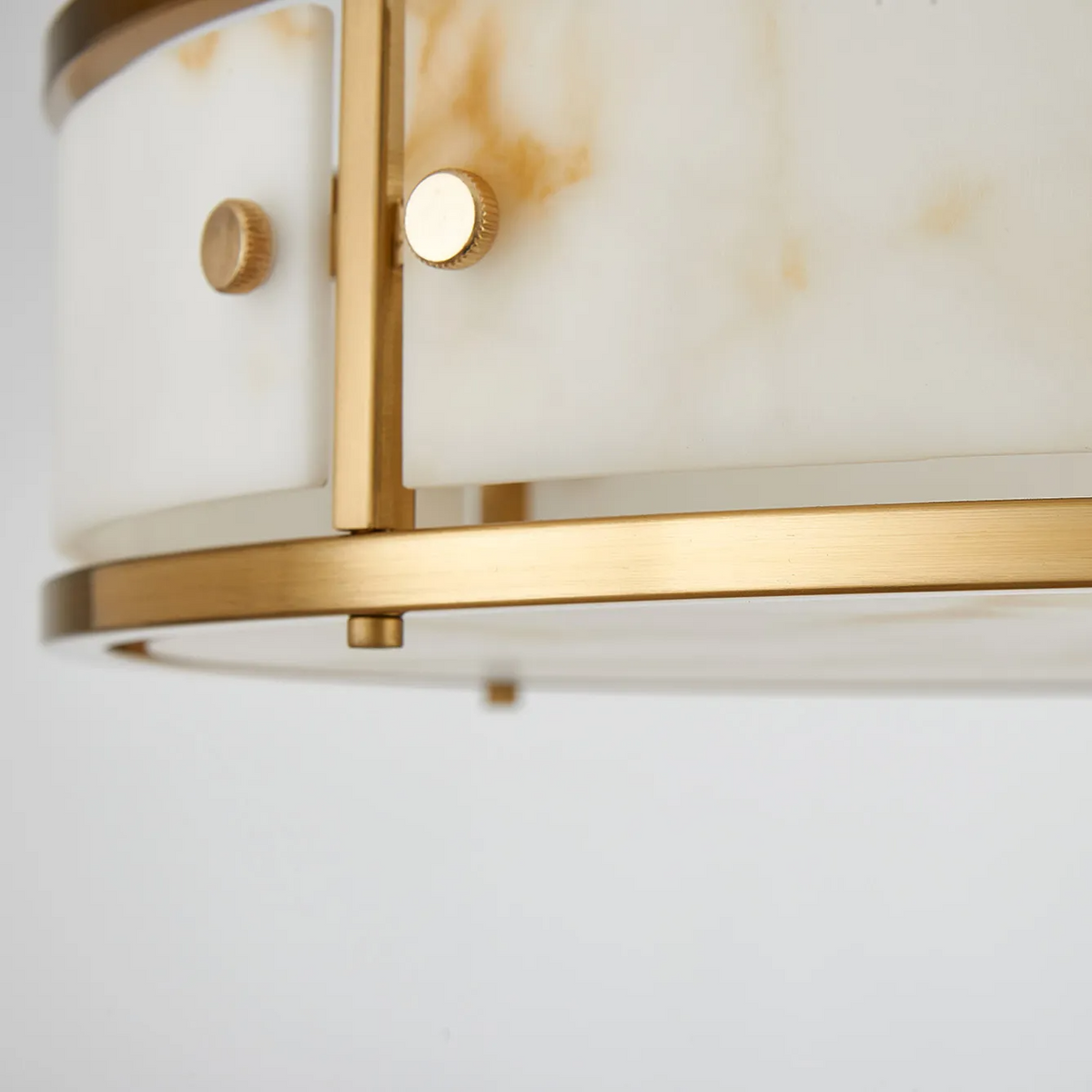 Scarva IP44 400mm Round Ceiling Light in Brass with Brown Faux Alabaster