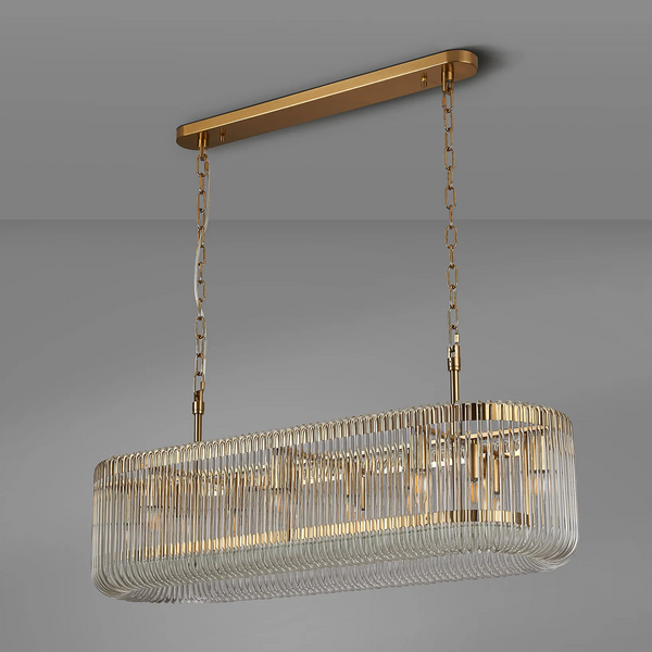 Jevington 1000mm Linear Pendant in Brass with Clear Glass