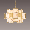 Glazeley 590mm Pendant with Faux Alabaster and Gold Panels