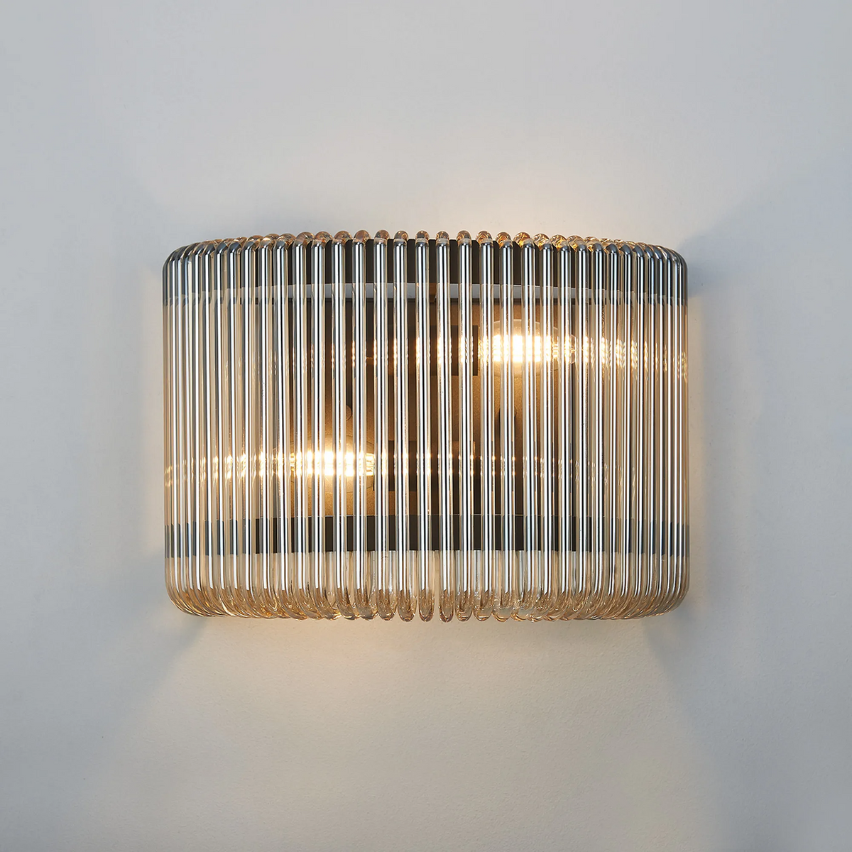 Jevington Medium Wall Light in Black with Smoke Brown Glass