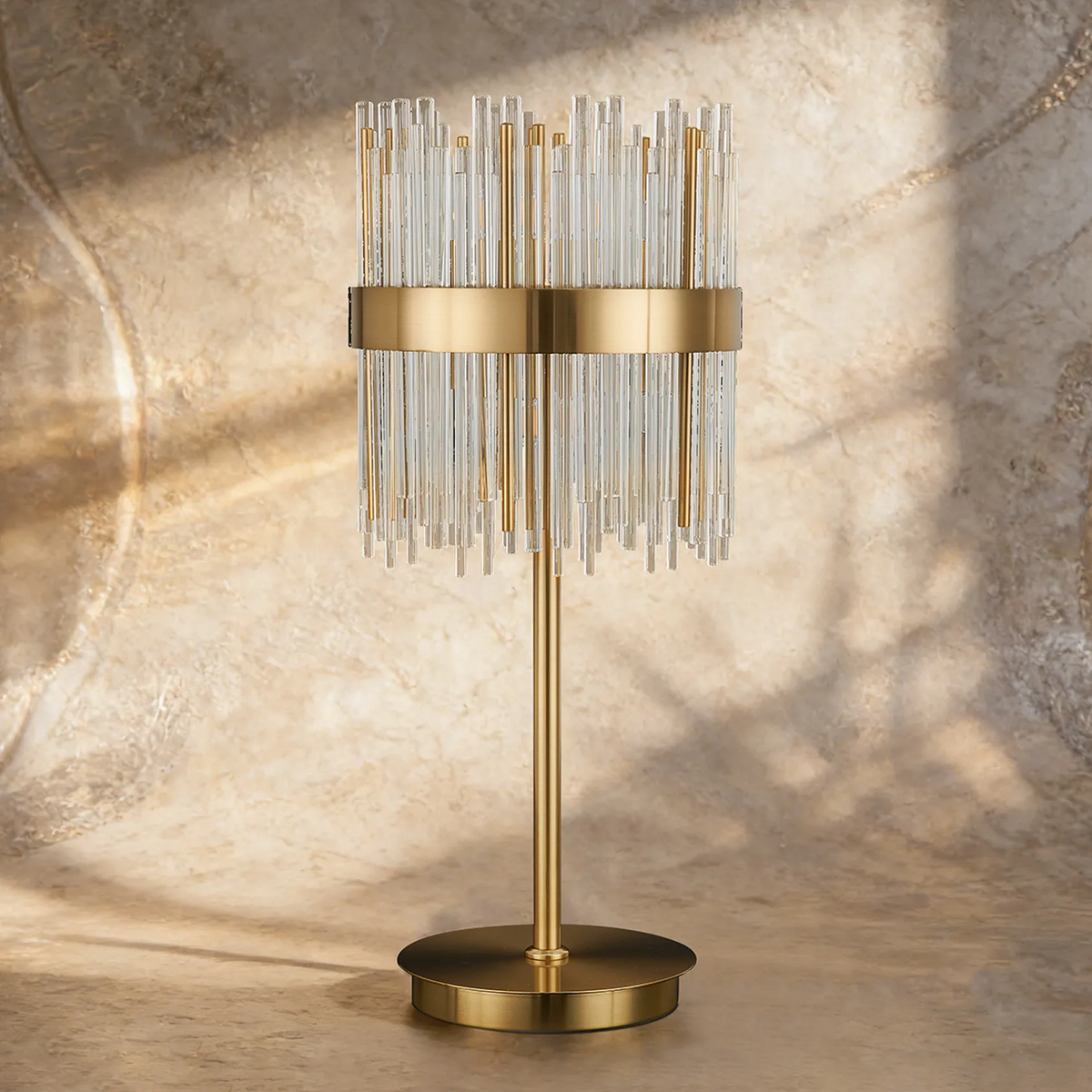 Eckington Table Lamp in Brass with Clear Glass Rods
