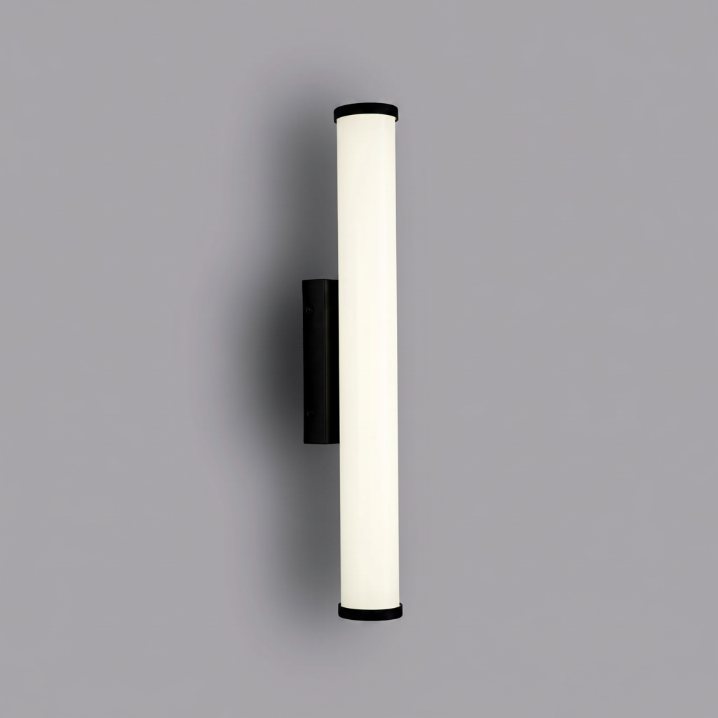 Lumiere Kingswear large 12W LED bathroom wall light in sand black with cylindrical diffuser