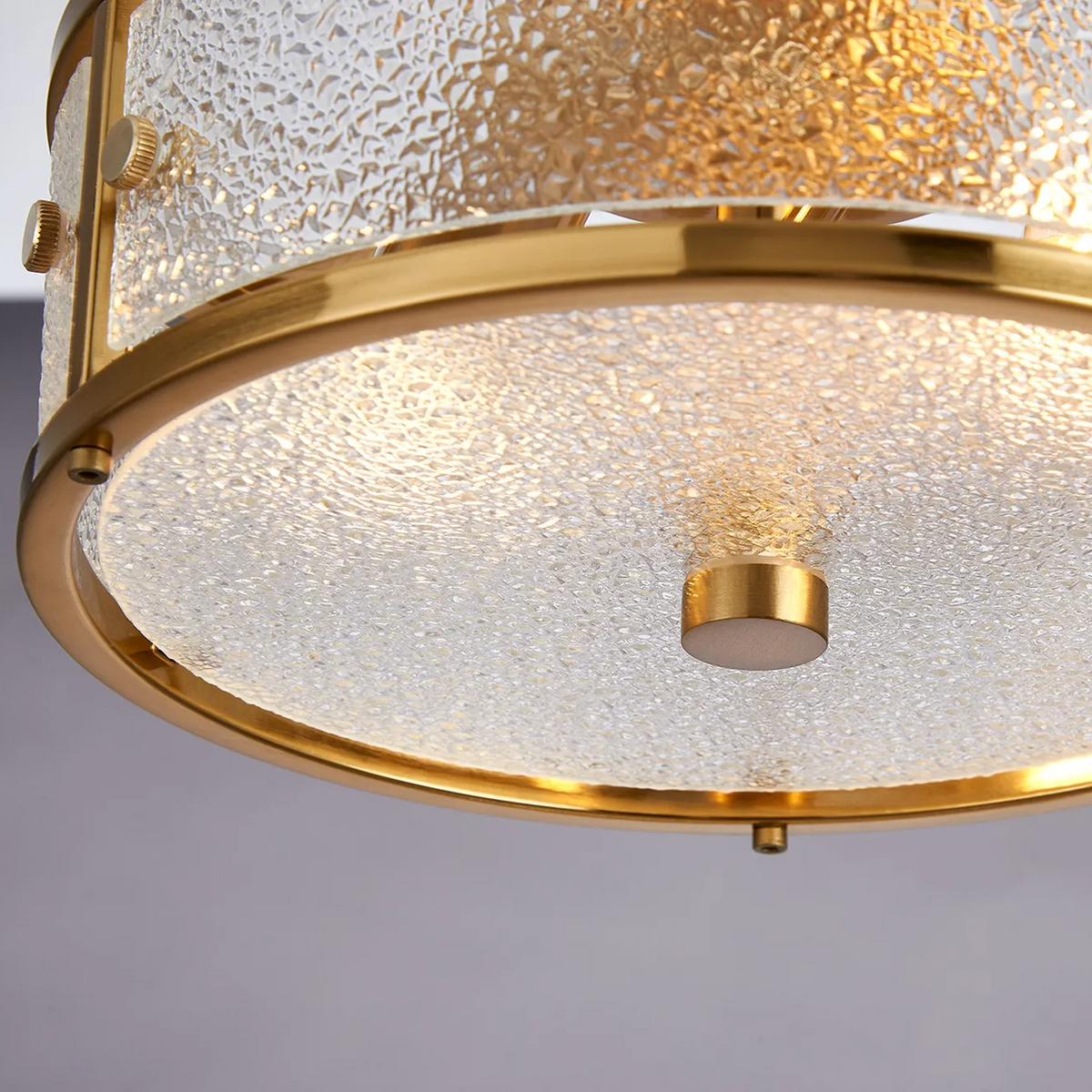 Scarva IP44 250mm Round Ceiling Light in Brass with Clear Diamond Glass