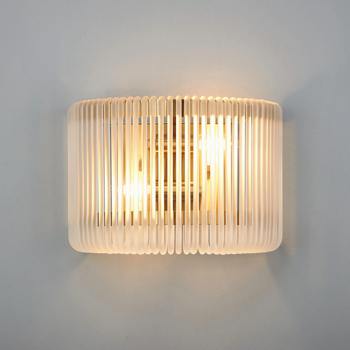Jevington Medium Wall Light in Brass with Frosted Glass