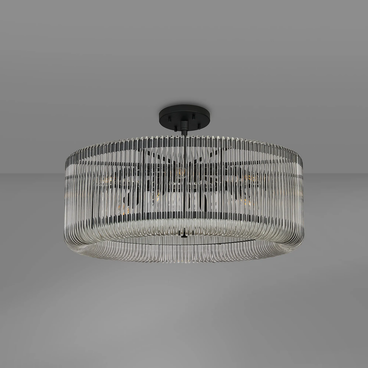 Jevington 780mm Pendant or Semi Flush in Black with Clear Glass