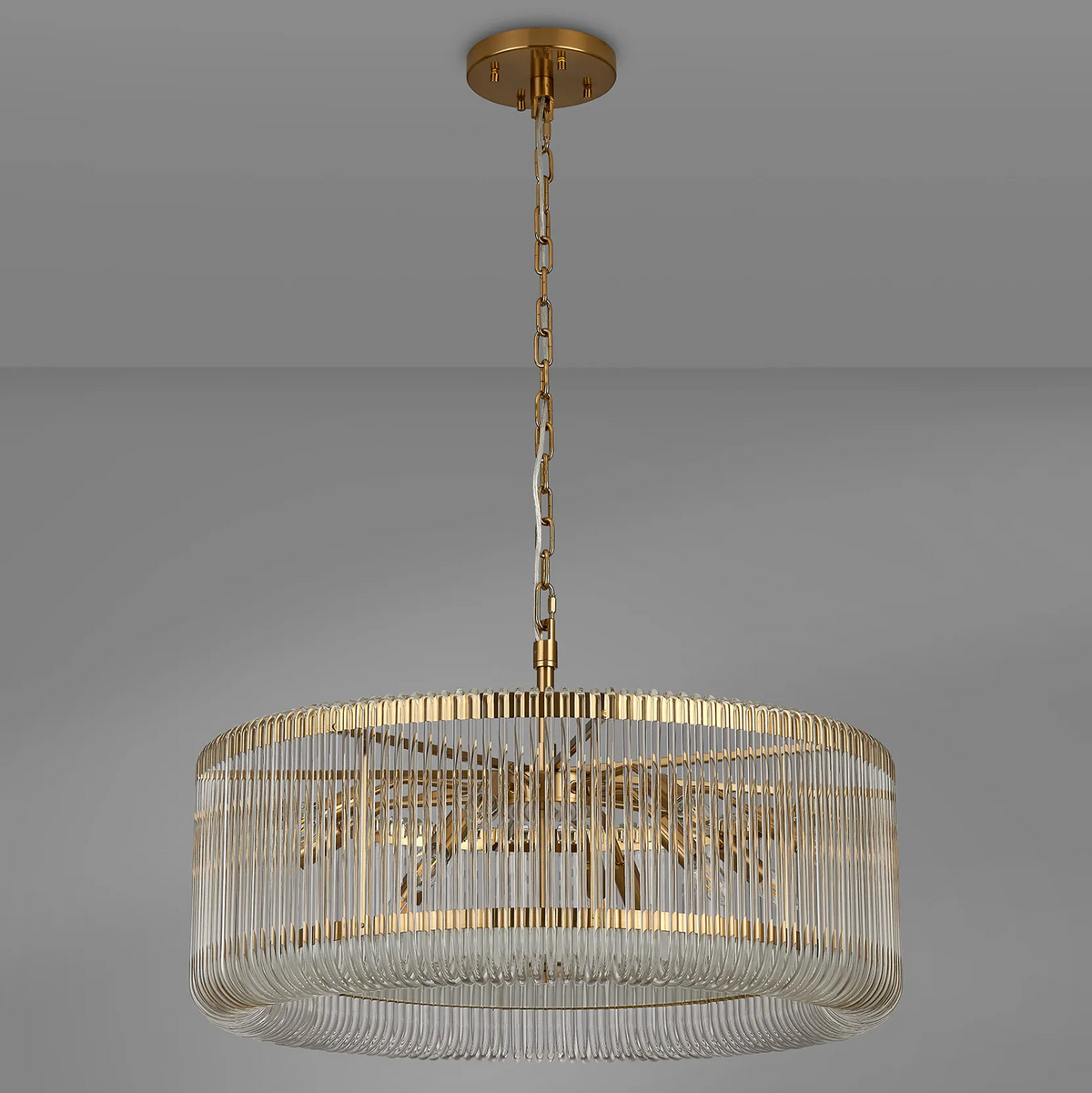 Jevington 780mm Pendant or Semi Flush in Brass with Clear Glass