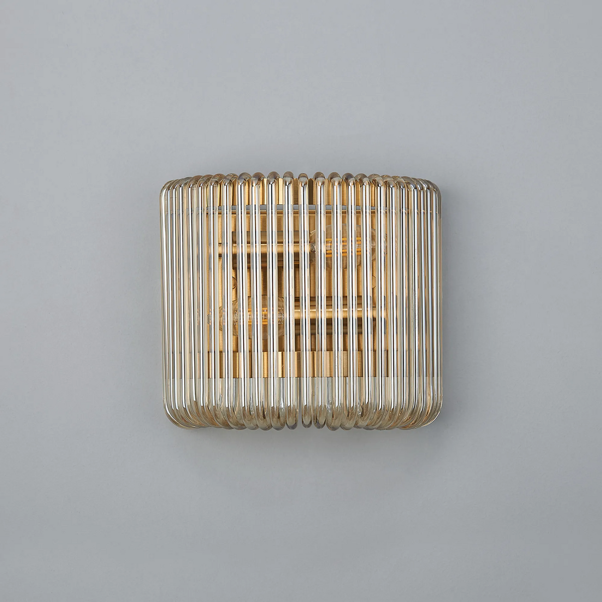Jevington Small Wall Light in Brass with Smoke Brown Glass