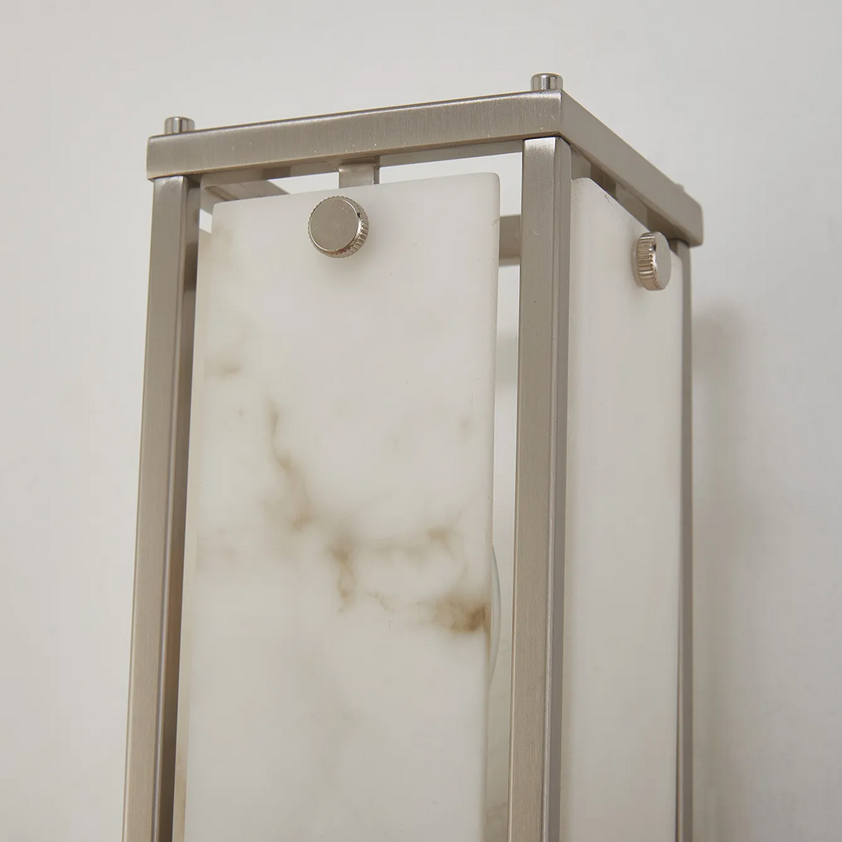 Scarva IP44 400mm Rectangular Wall Light in Satin Nickel with Grey Faux Alabaster