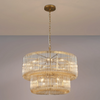 Jevington 780mm Two Tier Pendant or Semi Flush in Brass with Smoke Brown Glass