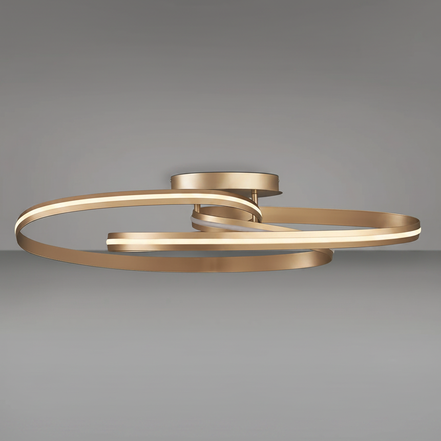 Amble Double Loop Dimmable LED Flush Ceiling Light in Gold