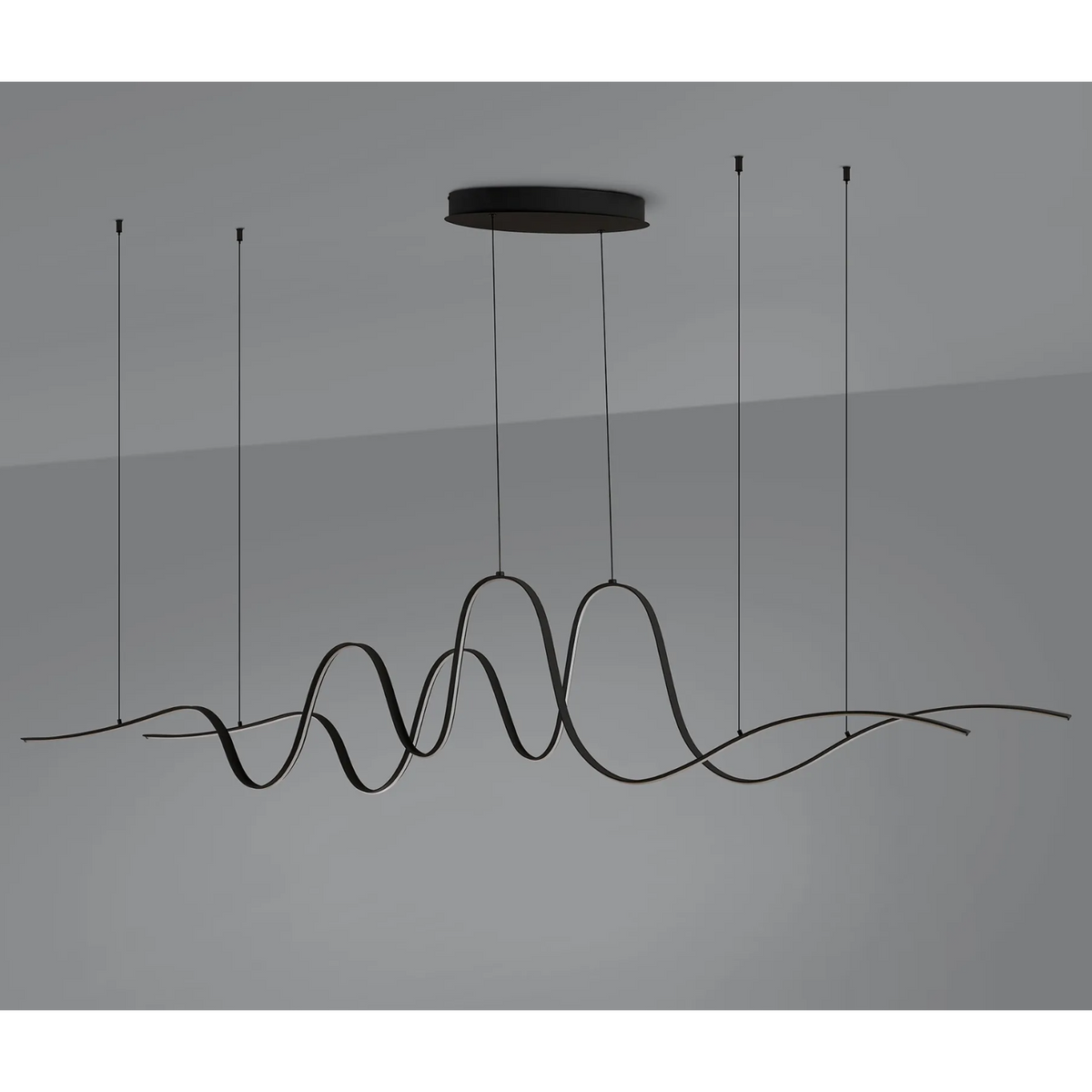 Amble Double Wave Dimmable LED Linear Pendant in Dark Grey