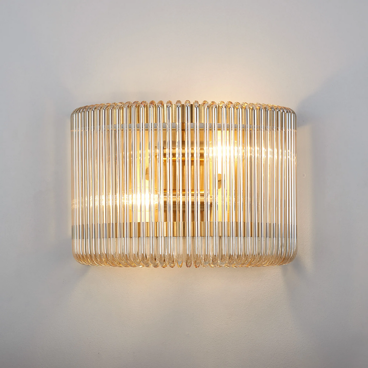 Jevington Medium Wall Light in Brass with Smoke Brown Glass