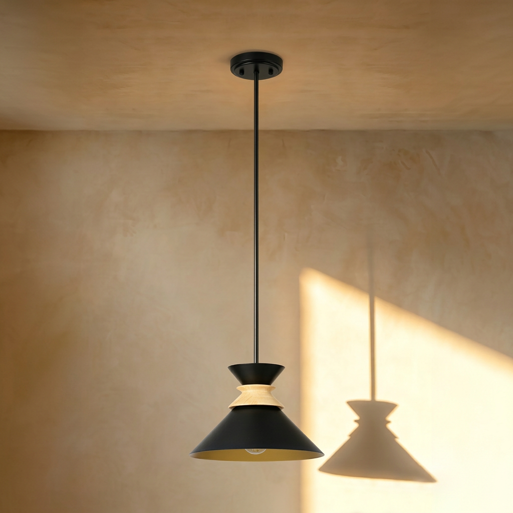 Cargan Single Drop Pendant in Satin Black