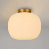 Milton Medium Oval Ball Flush Ceiling Light in Aged Brass & Frosted White Shade