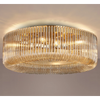 Jevington 600mm Flush Ceiling Light in Brass with Smoke Brown Glass
