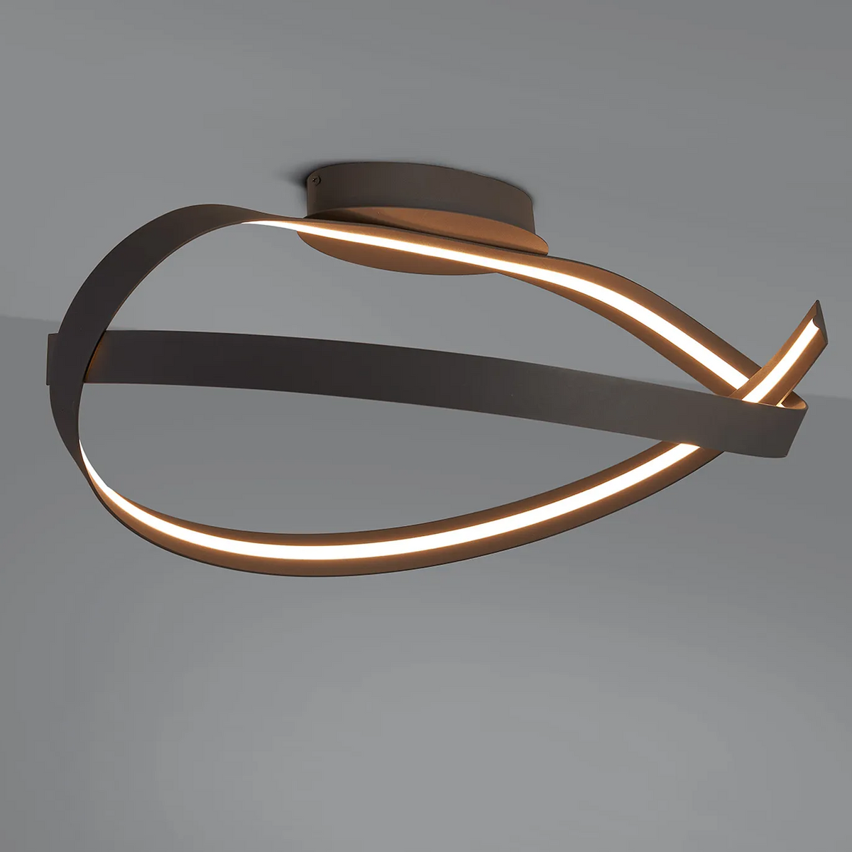 Amble Loop Dimmable LED Semi Flush Ceiling Light in Dark Grey