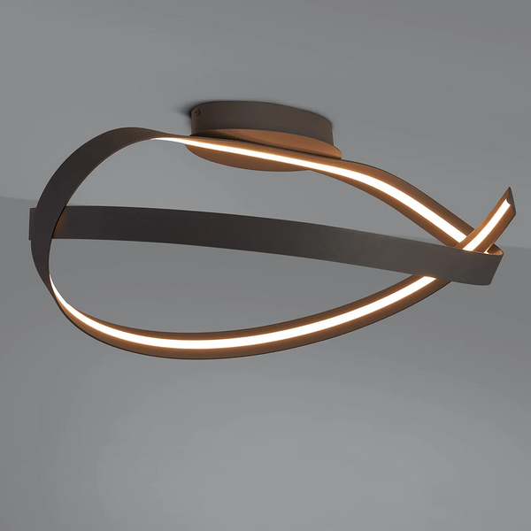 Amble Loop Dimmable LED Semi Flush Ceiling Light in Dark Grey