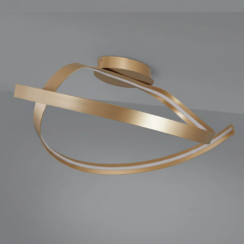 Amble Loop Dimmable LED Semi Flush Ceiling Light in Gold