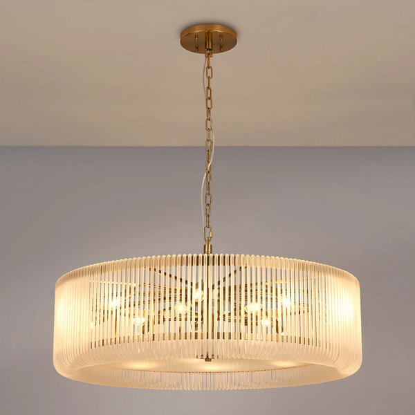Jevington 1000mm Pendant or Semi Flush in Brass with Frosted Glass