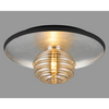 Reston Wall or Ceiling Light in Anthracite and Silver Leaf with Amber Rippled Glass Shade