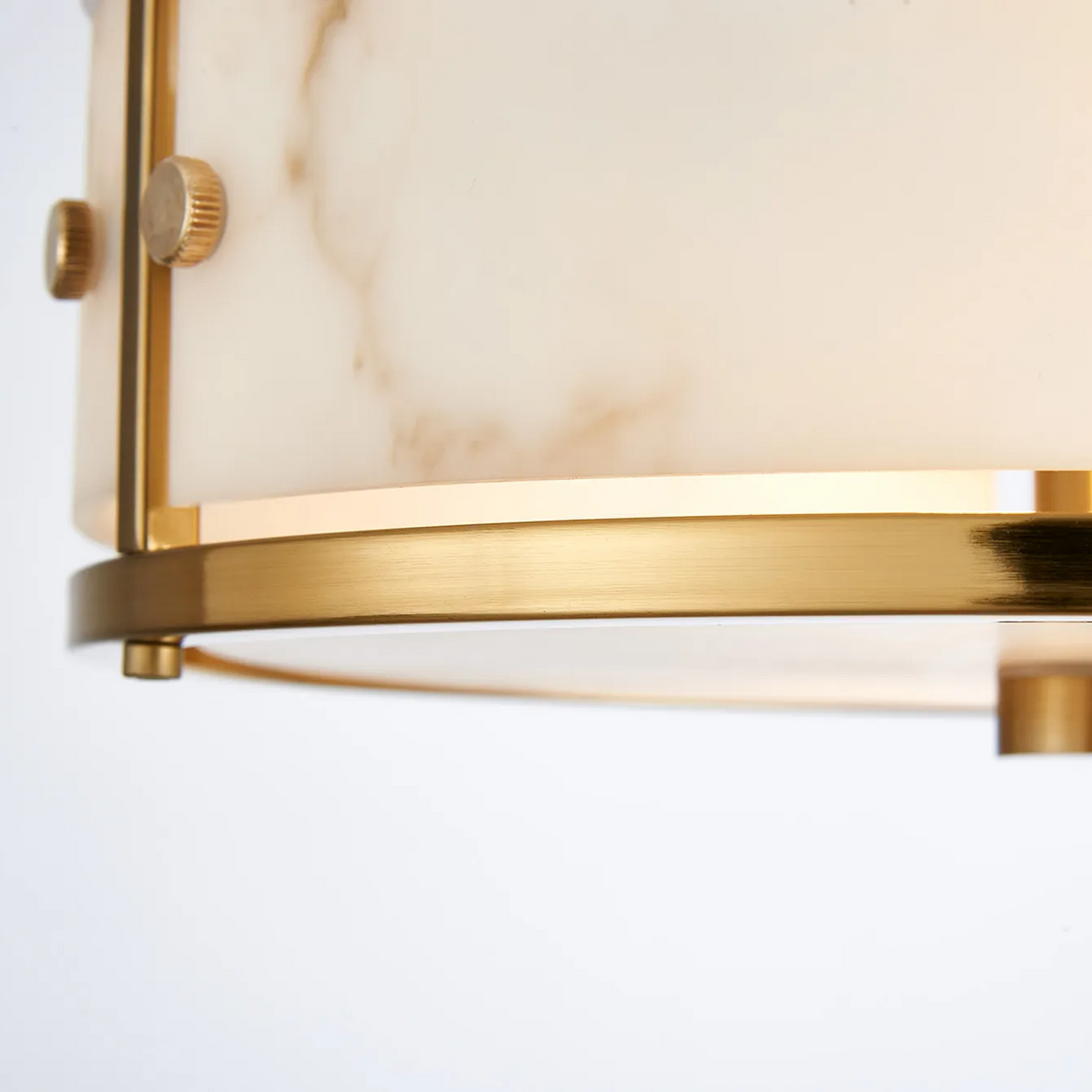 Scarva IP44 250mm Round Ceiling Light in Brass with Grey Faux Alabaster