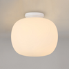 Milton Medium Oval Ball Flush Ceiling Light in Satin White & Frosted White Shade