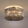 Jevington 400mm Flush Ceiling Light in Brass with Smoked Glass
