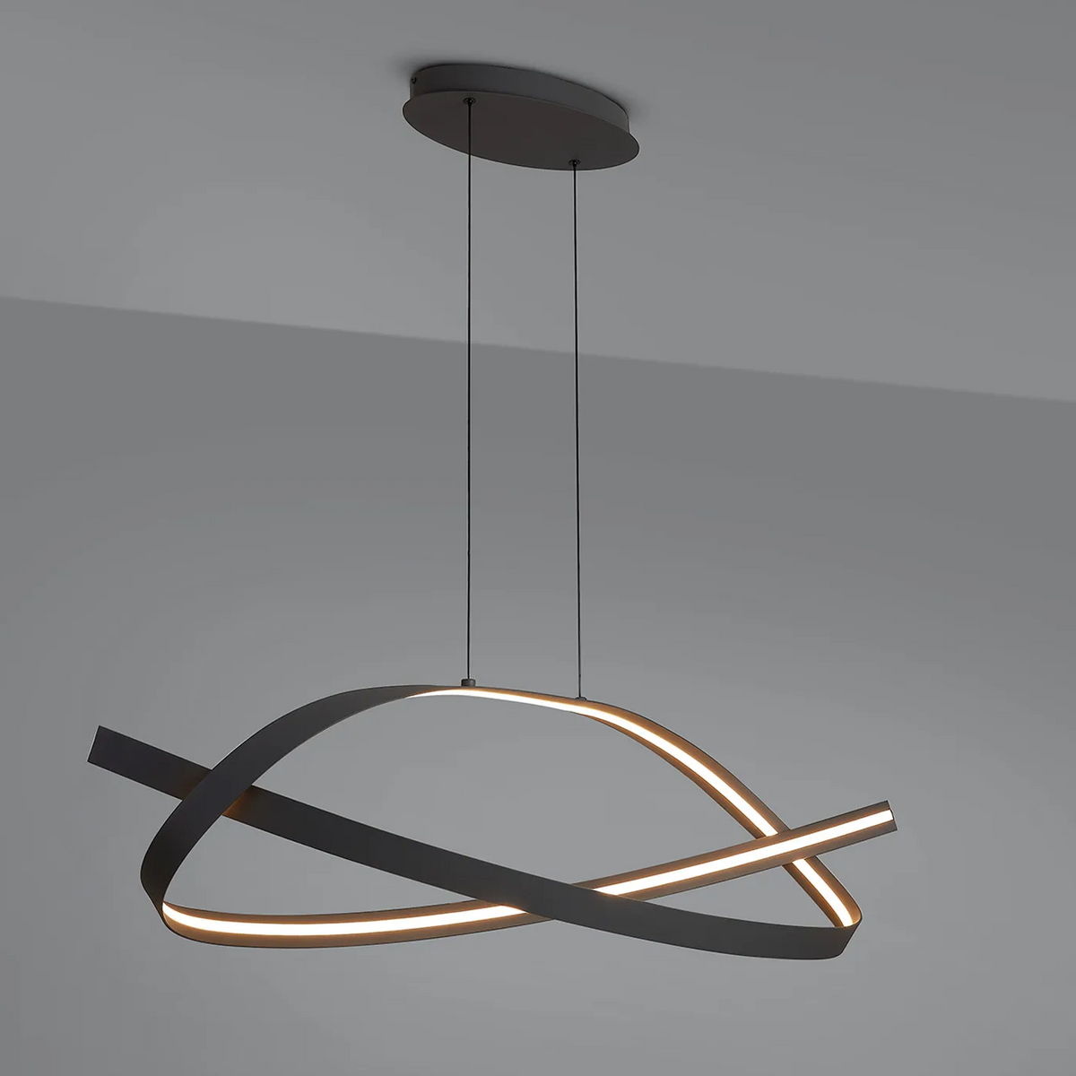 Amble Loop Dimmable LED Linear Pendant in Dark Grey