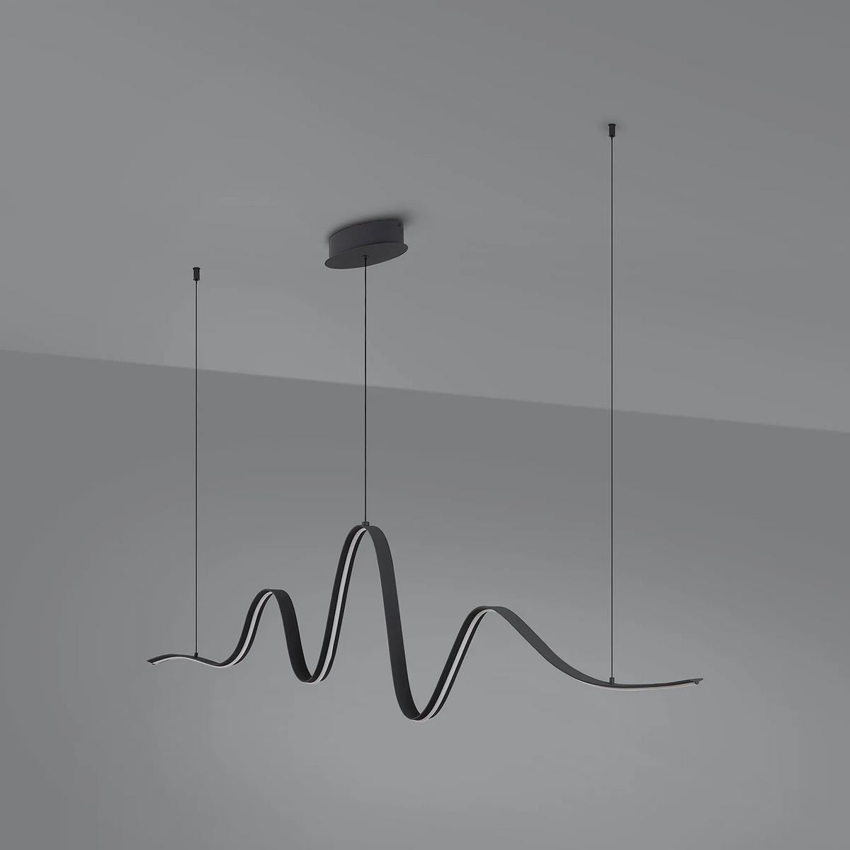Amble Wave Dimmable LED Linear Pendant in Dark Grey