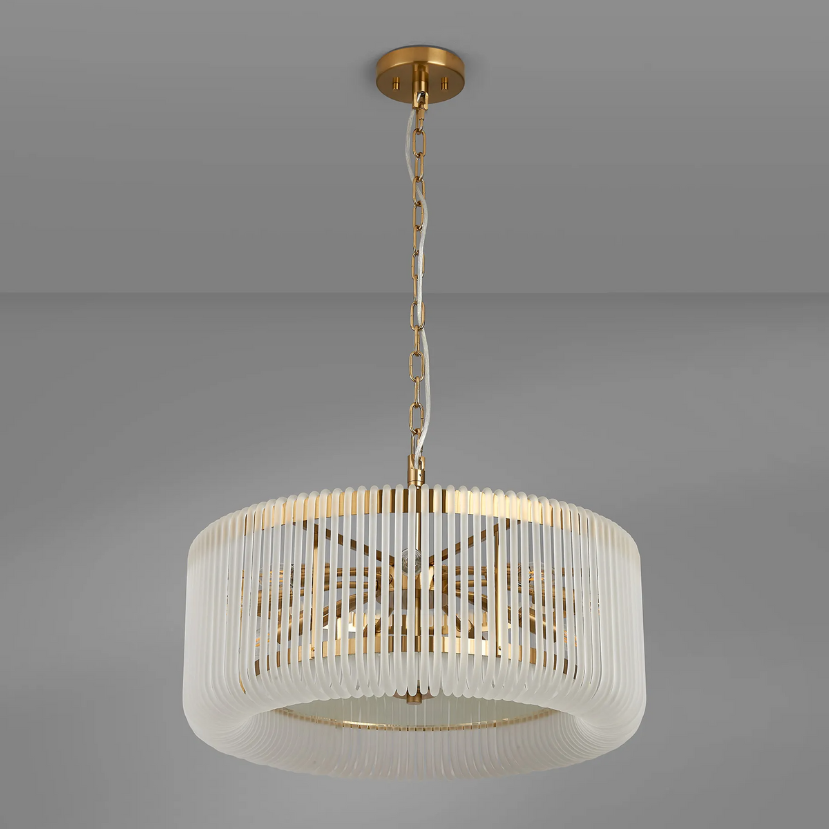 Jevington 600mm Pendant or Semi Flush in Brass with Frosted Glass