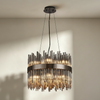 Eckington 400 Round Pendant in Black Chrome with Smoked Glass Rods