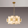 Glazeley 740mm Pendant with Faux Grey Alabaster and Gold Panels