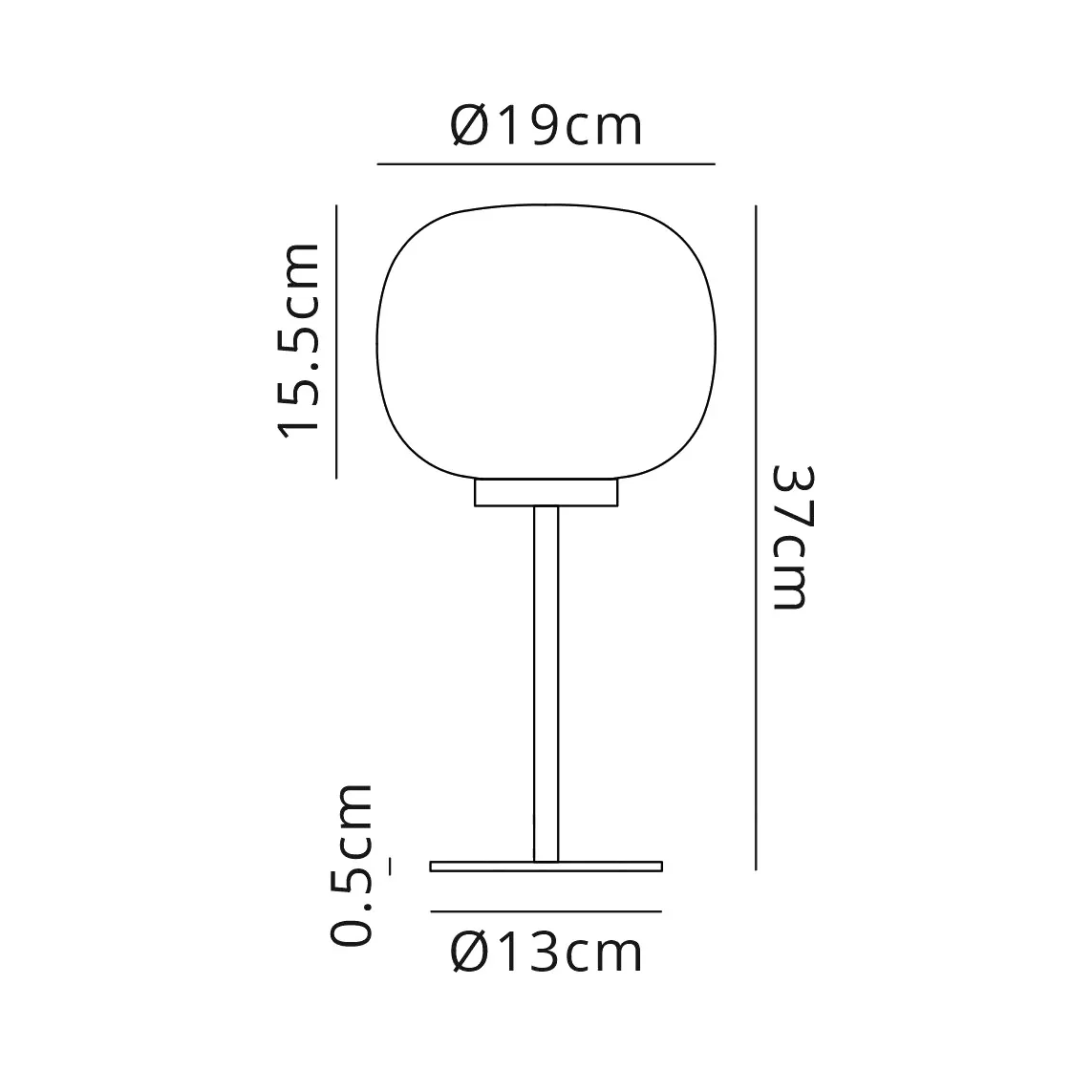 Milton Small Oval Ball Tall Table Lamp in Matt Black & Frosted White Shade dimensions