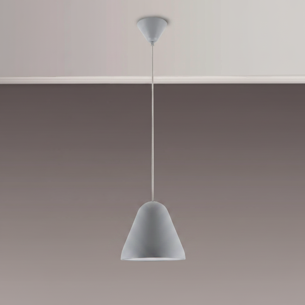 Tudeley 220mm Single Drop Pendant in Matt Grey