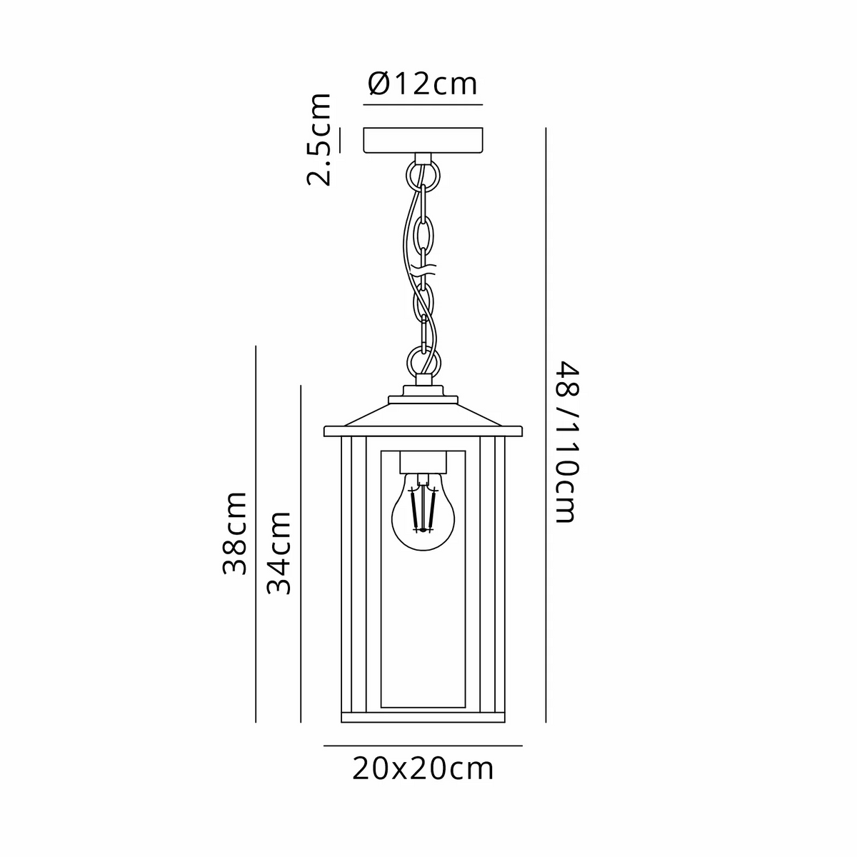 Dersingham IP54 Exterior Pendant in Satin Black with Clear Glass