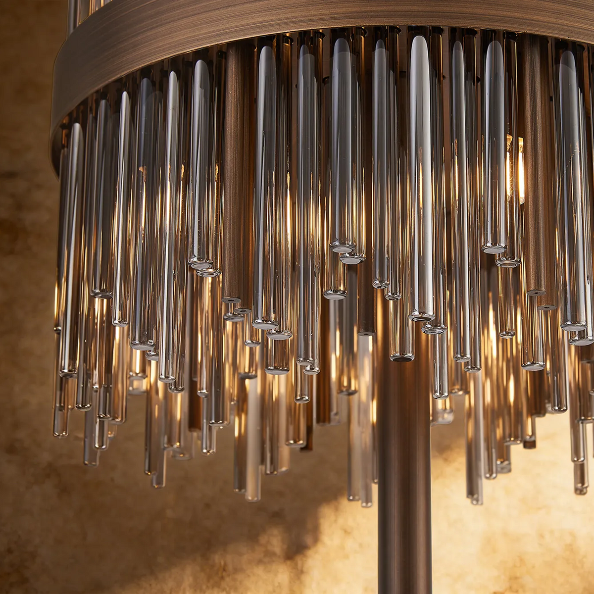 Eckington Floor Lamp in Matt Bronze with Smoked Glass Rods
