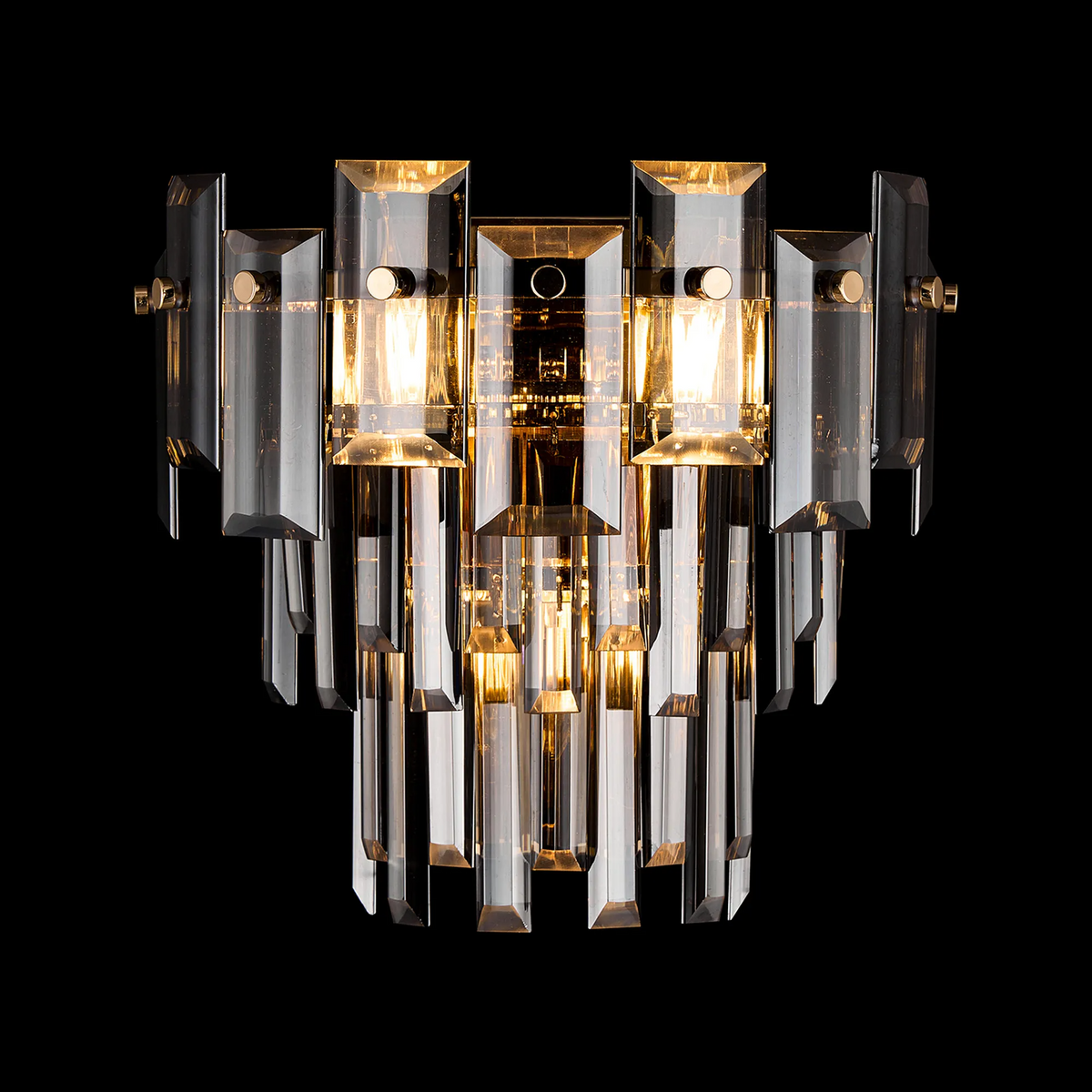 Velator Wall Light in French Gold with Smoked Crystal Glass