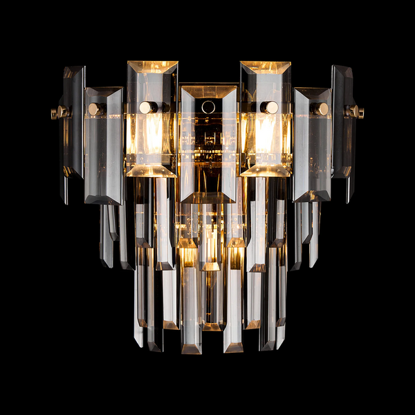 Velator Wall Light in French Gold with Smoked Crystal Glass