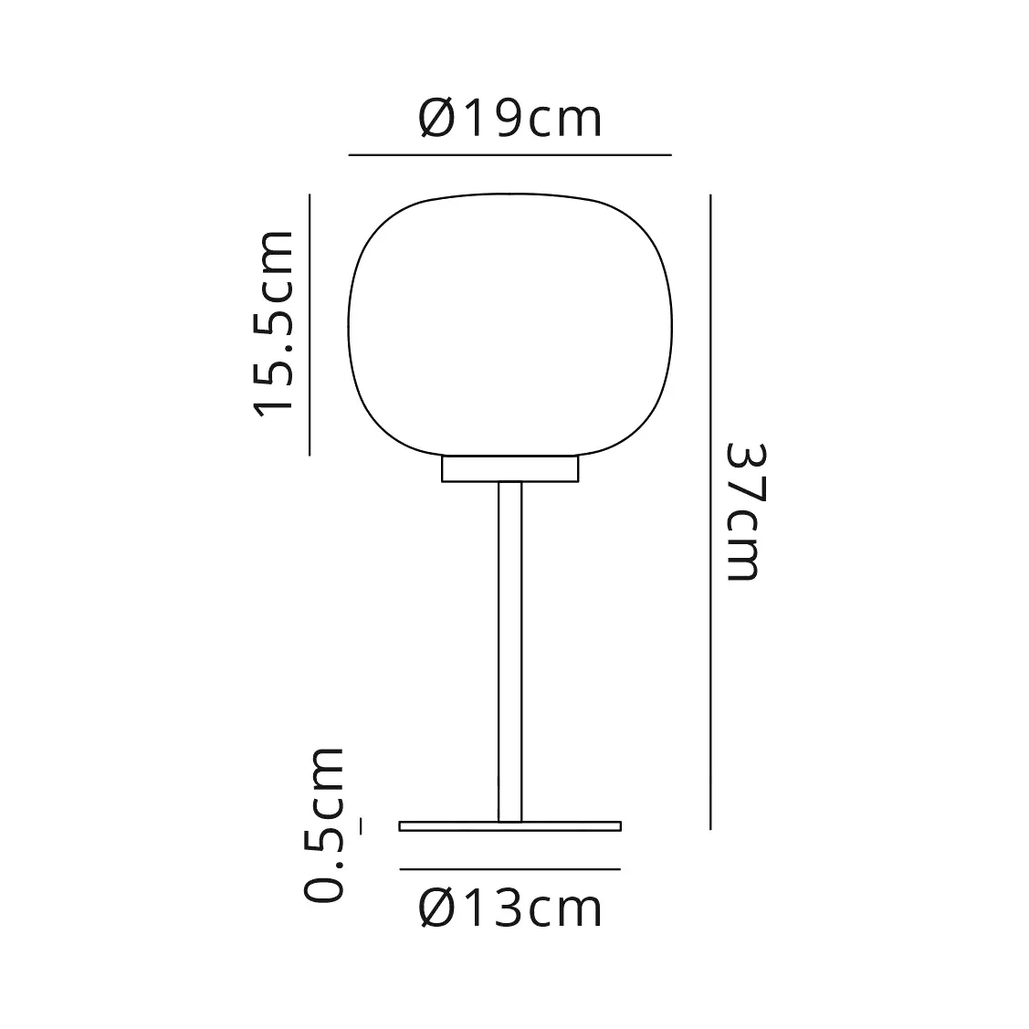 Lumiere Milton Small Oval Ball Tall Table Lamp dimensions: 37cm height, 19cm shade, 13cm base