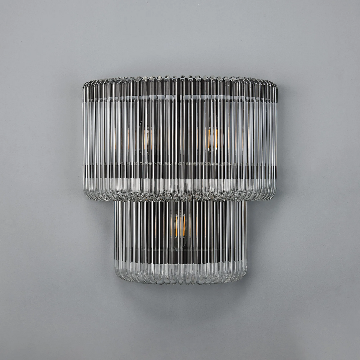 Jevington Large Two Tier Wall Light in Black with Clear Glass