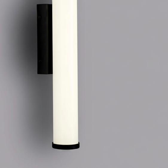Lumiere Kingswear large LED bathroom wall light in sand black with a cylindrical white diffuser