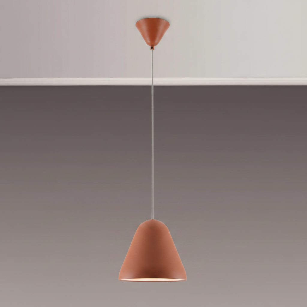 Tudeley 220mm Single Drop Pendant in Matt Orange