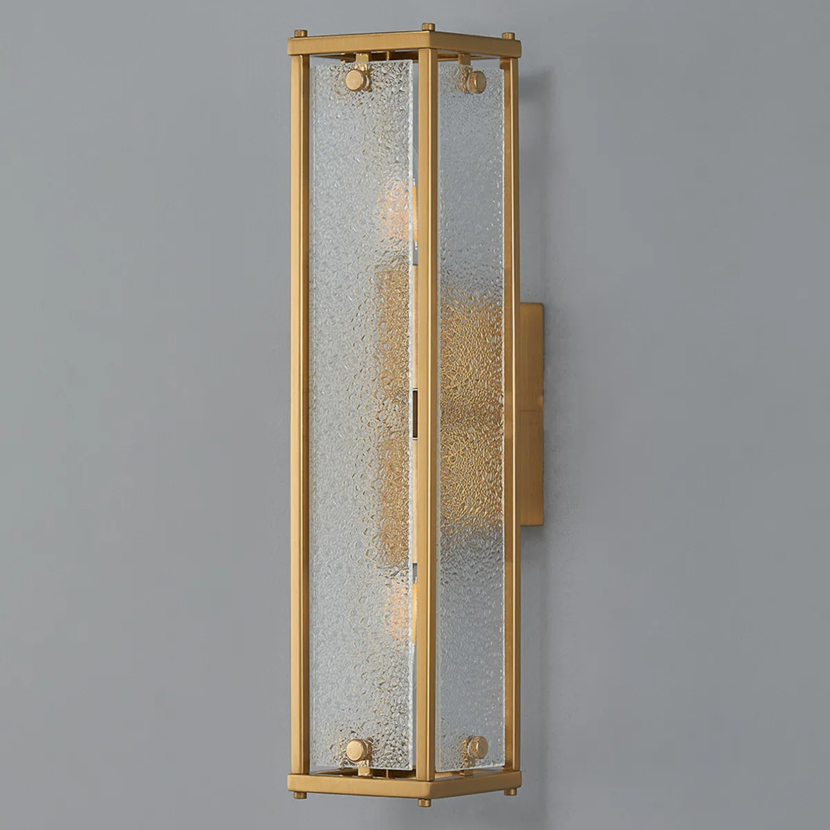 Scarva IP44 400mm Rectangular Wall Light in Brass with Clear Diamond Glass