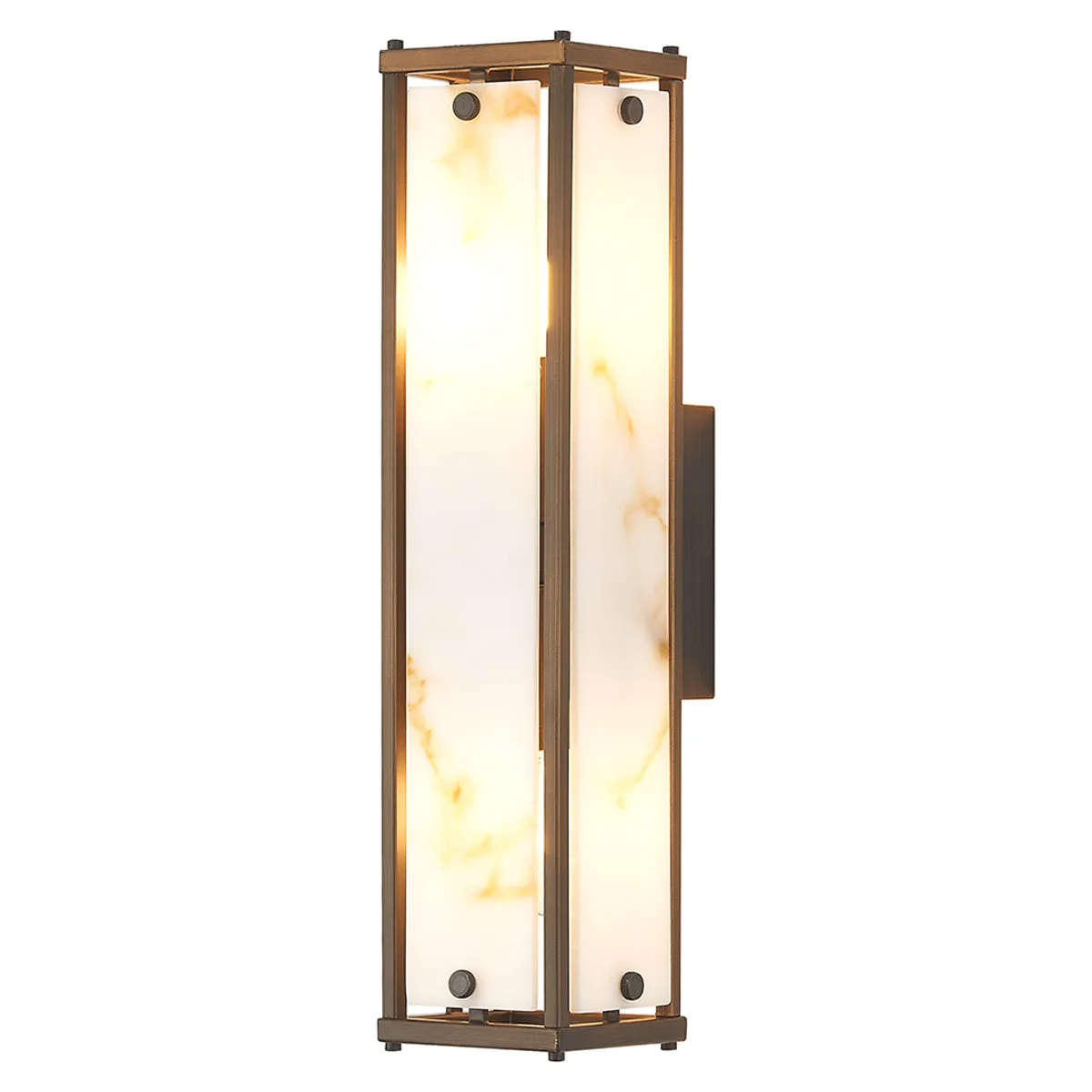 Scarva IP44 400mm Rectangular Wall Light in Bronze with Brown Faux Alabaster