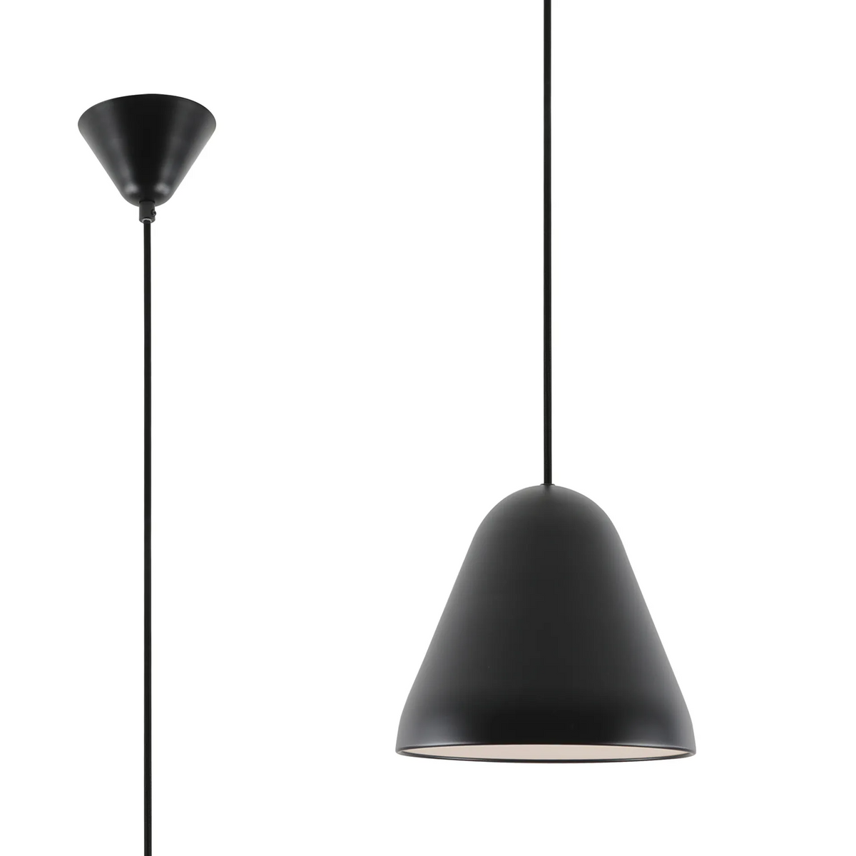 Tudeley 220mm Single Drop Pendant in Matt Black