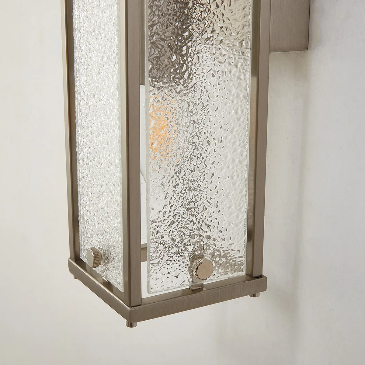 Scarva IP44 400mm Rectangular Wall Light in Satin Nickel with Clear Diamond Glass